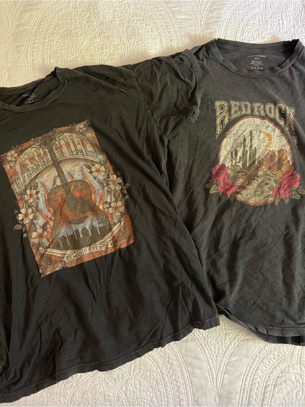 2 Women's Black Graphic Tee’s
